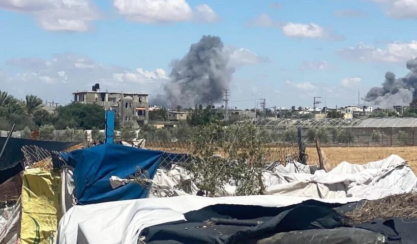 UNRWA Smoke rises over Rafah as bombardments continue